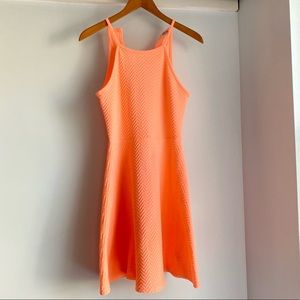 Neon peach summer halter dress